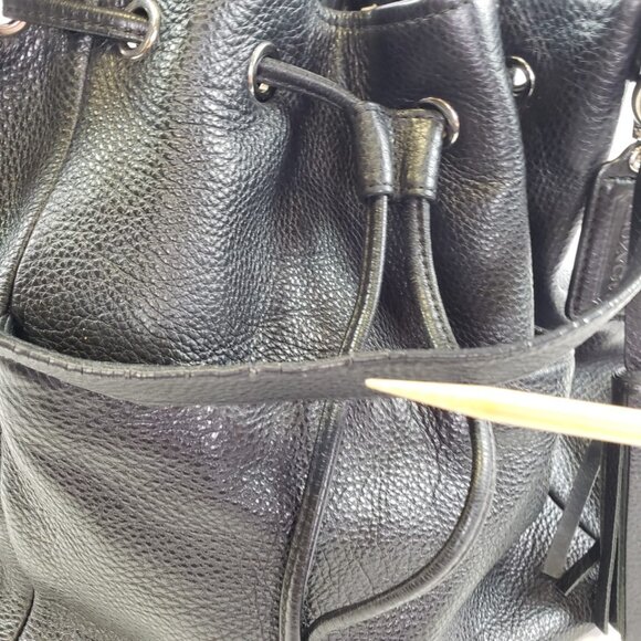 Coach AVERY Black Pebble Leather HOBO Drawstring Shoulder Bag Purse Style 27003 - Picture 8 of 15
